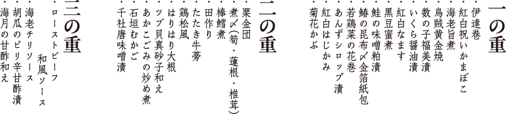 和洋中三段おせち彩の内容